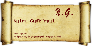 Nyiry Györgyi névjegykártya