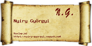 Nyiry Györgyi névjegykártya